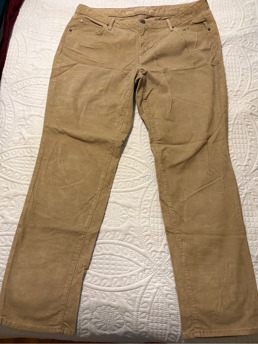 Eddie Bauer Women's Tan Boyfriend Corduroy Jeans  Size 14